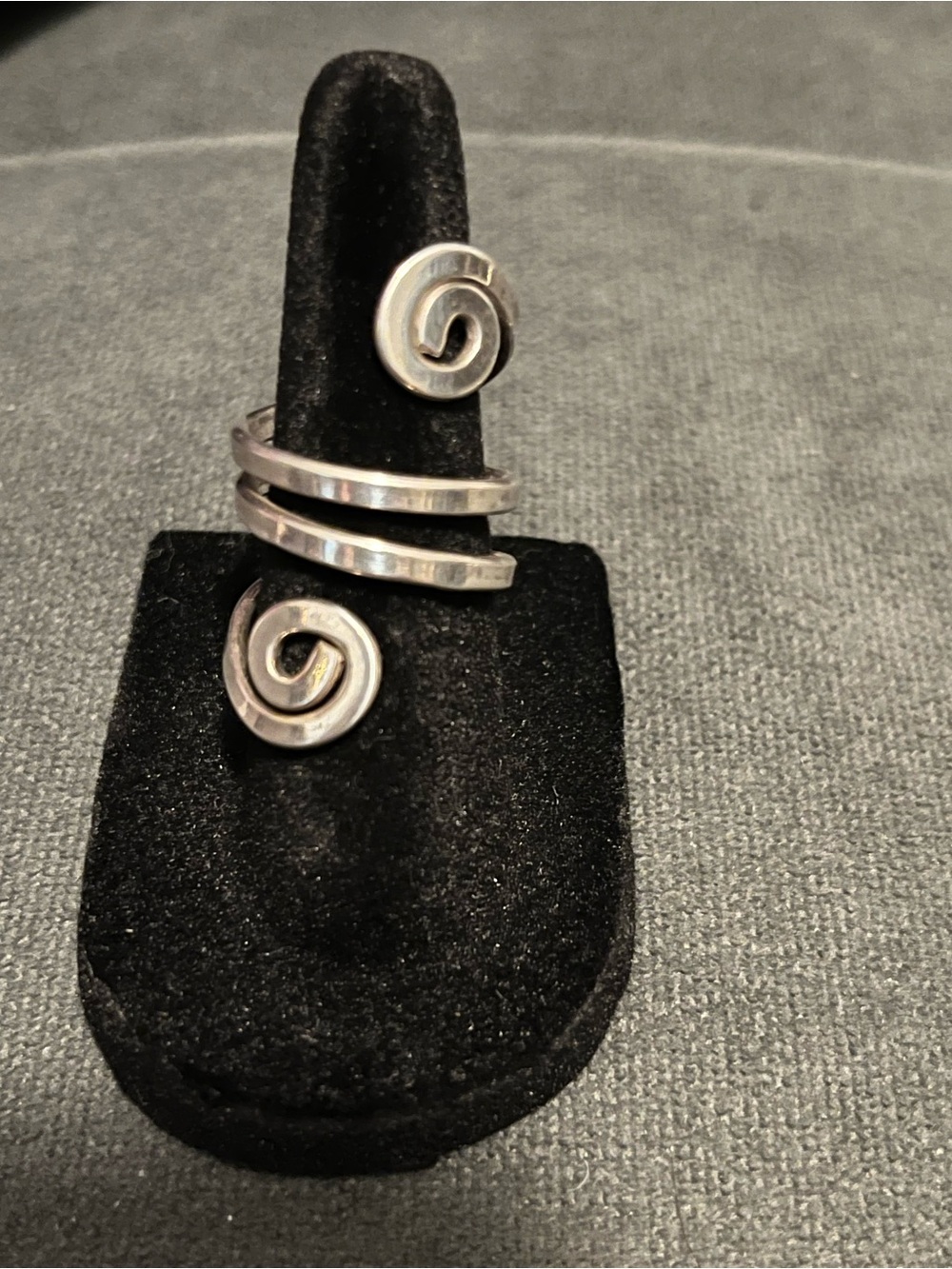 Taxco Mexico Sterling Silver Spiral Wrap Bypass Ring - Silver